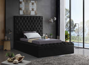 Bliss Velvet Twin Bed (3 Boxes) Black - Gate FurnitureTwin Bed