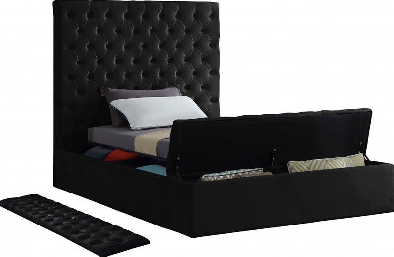 Bliss Velvet Twin Bed (3 Boxes) Black - Gate FurnitureTwin Bed