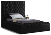 Bliss Velvet Twin Bed (3 Boxes) Black - Gate FurnitureTwin Bed