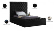 Bliss Velvet Twin Bed (3 Boxes) Black - Gate FurnitureTwin Bed