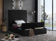 Bliss Velvet Twin Bed (3 Boxes) Black - Gate FurnitureTwin Bed