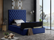 Bliss Velvet Twin Bed (3 Boxes) Blue - Gate FurnitureTwin Bed