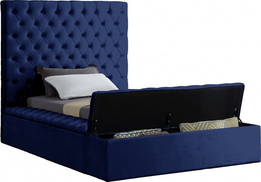 Bliss Velvet Twin Bed (3 Boxes) Blue - Gate FurnitureTwin Bed