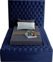 Bliss Velvet Twin Bed (3 Boxes) Blue - Gate FurnitureTwin Bed