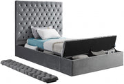 Bliss Velvet Twin Bed (3 Boxes) Grey - Gate FurnitureTwin Bed