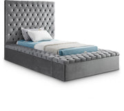 Bliss Velvet Twin Bed (3 Boxes) Grey - Gate FurnitureTwin Bed