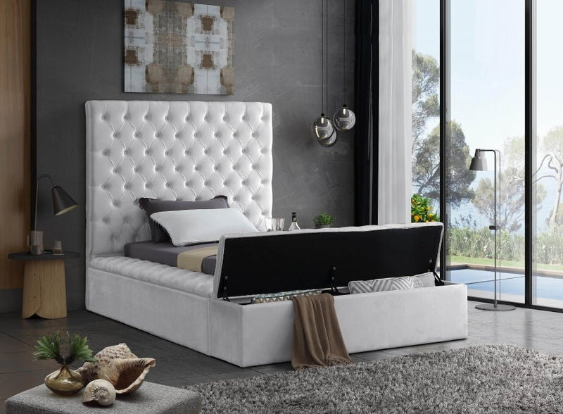Bliss Velvet Twin Bed (3 Boxes) White - Gate FurnitureTwin Bed