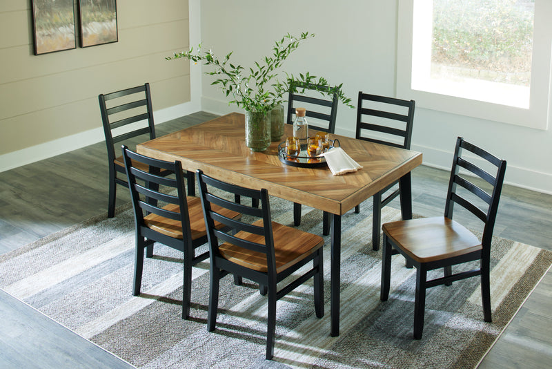 Blondon Brown/Black Dining Table and 6 Chairs (Set of 7) - D413-425