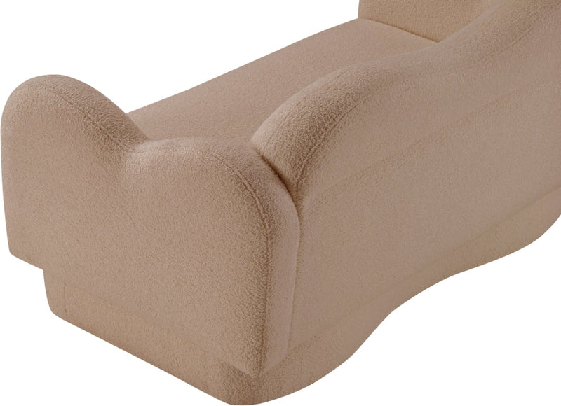 Bloom 58" Teddy Fabric Upholstered Upholstered Loveseat in Beige - 44006Beige-L