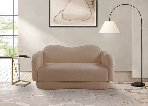 Bloom 58" Teddy Fabric Upholstered Upholstered Loveseat in Beige - 44006Beige-L