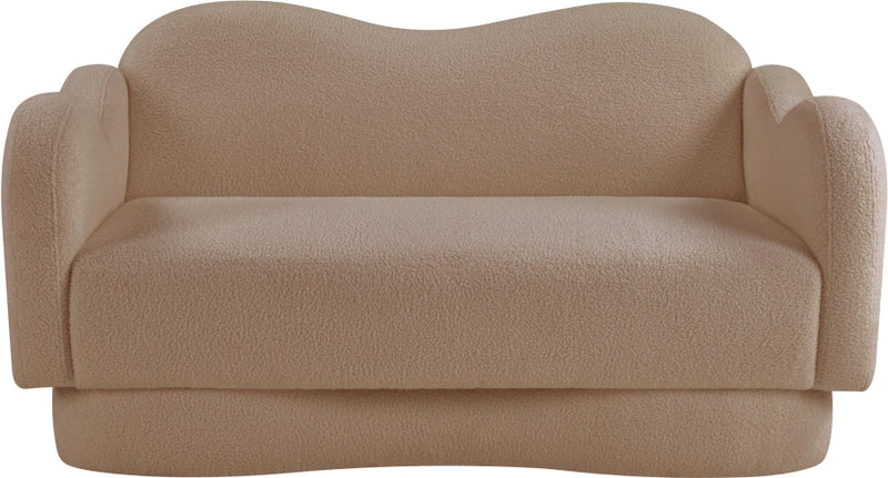Bloom 58" Teddy Fabric Upholstered Upholstered Loveseat in Beige - 44006Beige-L