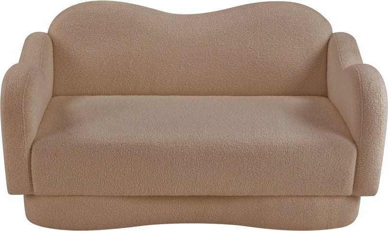 Bloom 58" Teddy Fabric Upholstered Upholstered Loveseat in Beige - 44006Beige-L