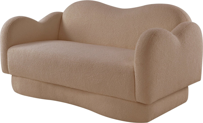 Bloom 58" Teddy Fabric Upholstered Upholstered Loveseat in Beige - 44006Beige-L