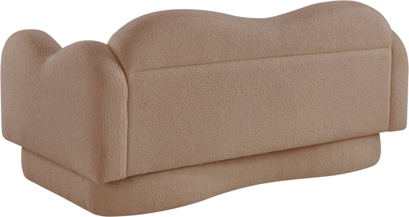 Bloom 58" Teddy Fabric Upholstered Upholstered Loveseat in Beige - 44006Beige-L