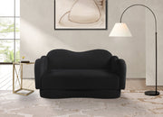 Bloom 58" Teddy Fabric Upholstered Upholstered Loveseat in Black - 44006Black-L