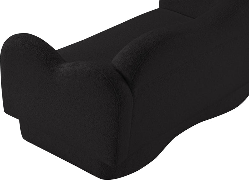 Bloom 58" Teddy Fabric Upholstered Upholstered Loveseat in Black - 44006Black-L
