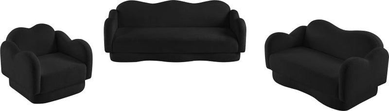 Bloom 58" Teddy Fabric Upholstered Upholstered Loveseat in Black - 44006Black-L