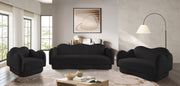 Bloom 58" Teddy Fabric Upholstered Upholstered Loveseat in Black - 44006Black-L