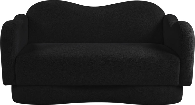 Bloom 58" Teddy Fabric Upholstered Upholstered Loveseat in Black - 44006Black-L