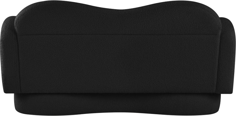 Bloom 58" Teddy Fabric Upholstered Upholstered Loveseat in Black - 44006Black-L