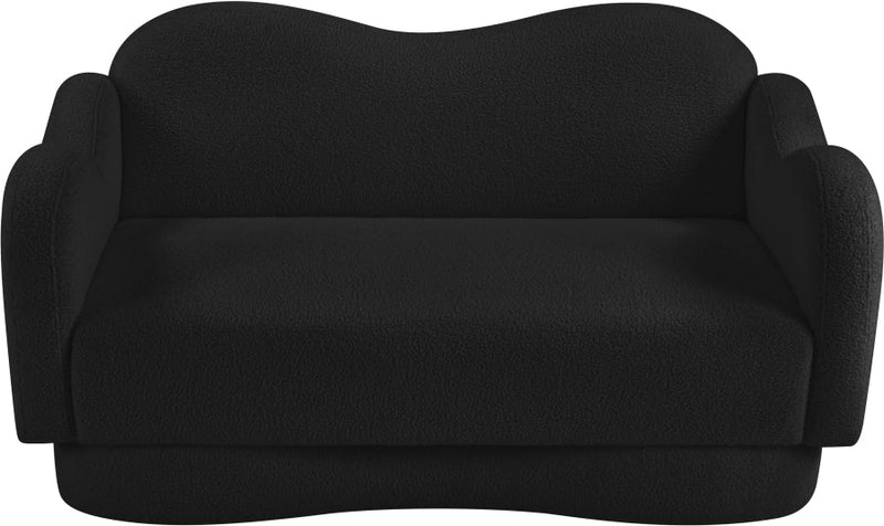 Bloom 58" Teddy Fabric Upholstered Upholstered Loveseat in Black - 44006Black-L