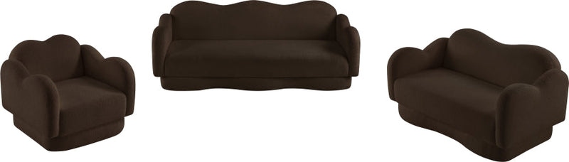 Bloom 58" Teddy Fabric Upholstered Upholstered Loveseat in Brown - 44006Brown-L