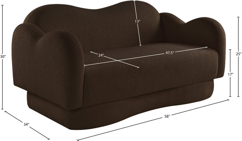 Bloom 58" Teddy Fabric Upholstered Upholstered Loveseat in Brown - 44006Brown-L