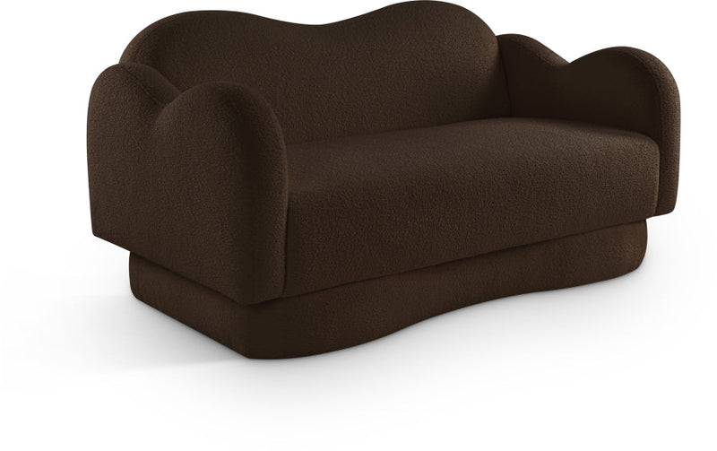 Bloom 58" Teddy Fabric Upholstered Upholstered Loveseat in Brown - 44006Brown-L