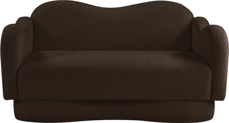 Bloom 58" Teddy Fabric Upholstered Upholstered Loveseat in Brown - 44006Brown-L