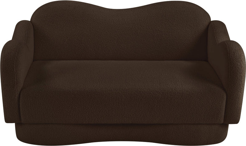 Bloom 58" Teddy Fabric Upholstered Upholstered Loveseat in Brown - 44006Brown-L