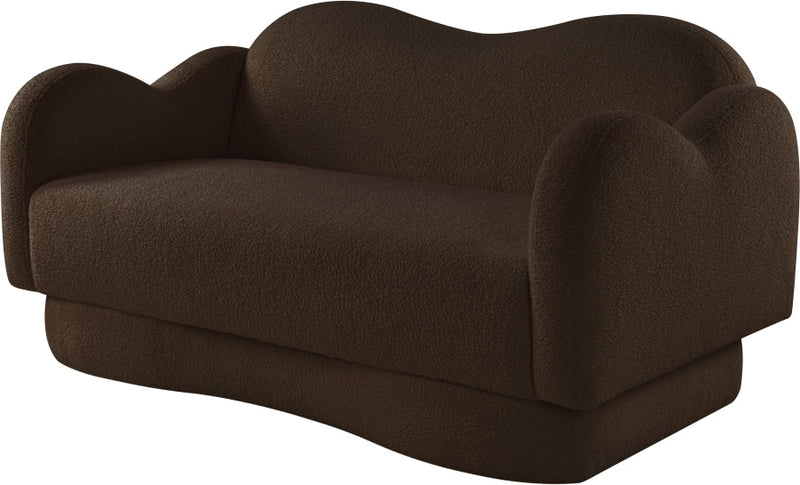 Bloom 58" Teddy Fabric Upholstered Upholstered Loveseat in Brown - 44006Brown-L