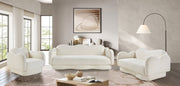 Bloom 58" Teddy Fabric Upholstered Upholstered Loveseat in Cream - 44006Cream-L