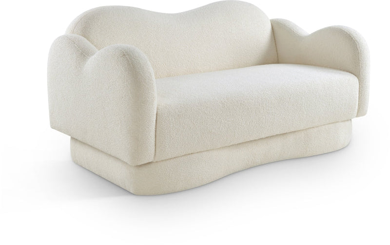 Bloom 58" Teddy Fabric Upholstered Upholstered Loveseat in Cream - 44006Cream-L
