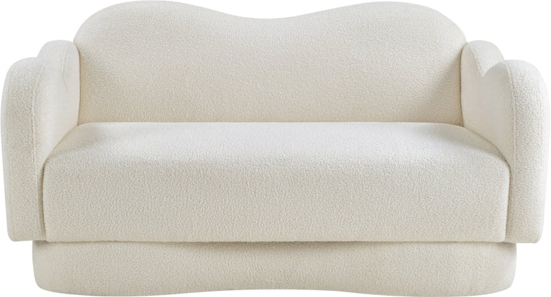 Bloom 58" Teddy Fabric Upholstered Upholstered Loveseat in Cream - 44006Cream-L