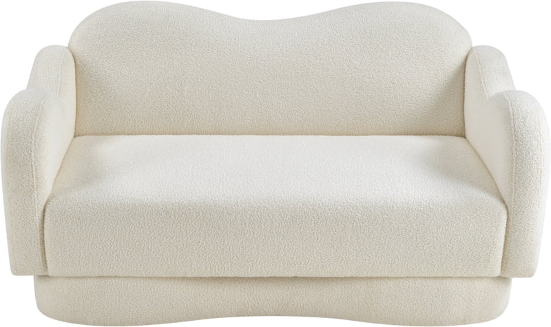 Bloom 58" Teddy Fabric Upholstered Upholstered Loveseat in Cream - 44006Cream-L