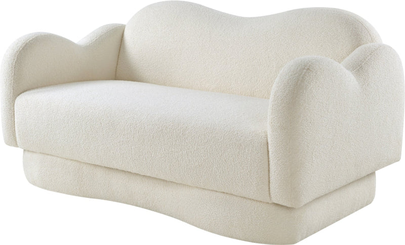 Bloom 58" Teddy Fabric Upholstered Upholstered Loveseat in Cream - 44006Cream-L