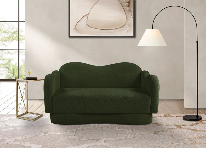 Bloom 58" Teddy Fabric Upholstered Upholstered Loveseat in Green - 44006Green-L