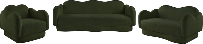 Bloom 58" Teddy Fabric Upholstered Upholstered Loveseat in Green - 44006Green-L