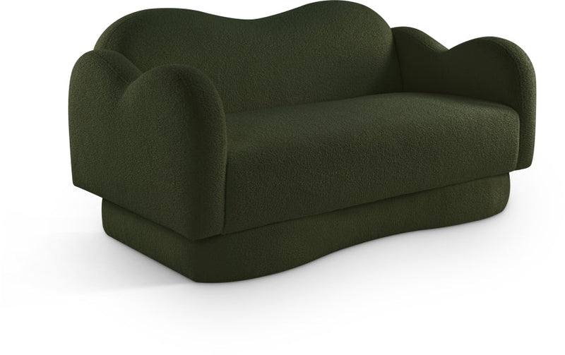 Bloom 58" Teddy Fabric Upholstered Upholstered Loveseat in Green - 44006Green-L