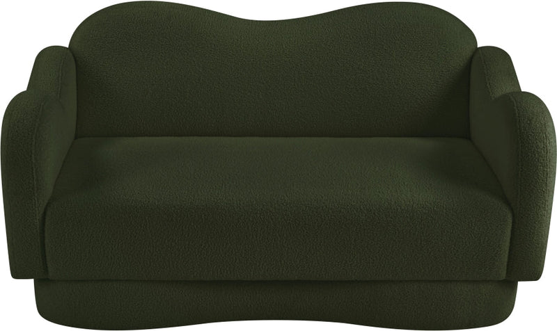 Bloom 58" Teddy Fabric Upholstered Upholstered Loveseat in Green - 44006Green-L