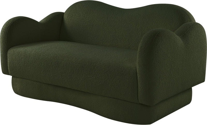 Bloom 58" Teddy Fabric Upholstered Upholstered Loveseat in Green - 44006Green-L