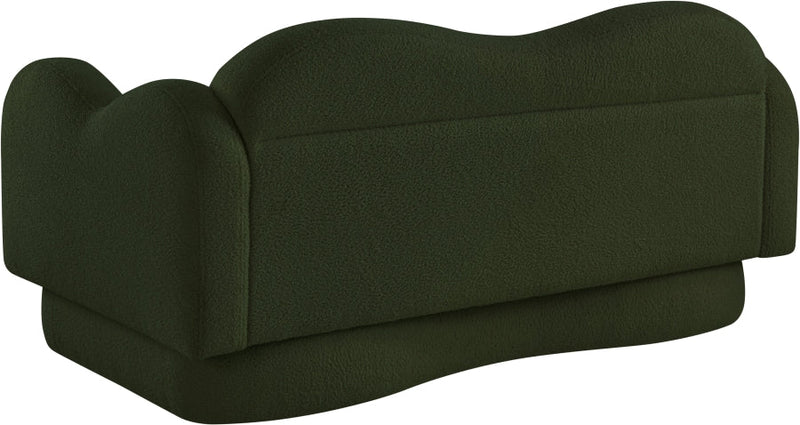 Bloom 58" Teddy Fabric Upholstered Upholstered Loveseat in Green - 44006Green-L