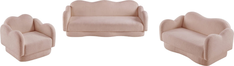 Bloom 58" Teddy Fabric Upholstered Upholstered Loveseat in Pink - 44006Pink-L