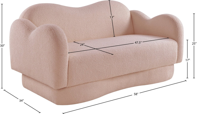 Bloom 58" Teddy Fabric Upholstered Upholstered Loveseat in Pink - 44006Pink-L