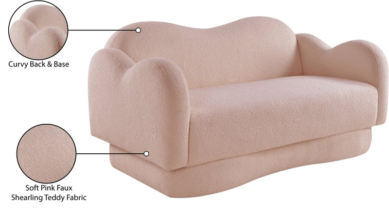 Bloom 58" Teddy Fabric Upholstered Upholstered Loveseat in Pink - 44006Pink-L