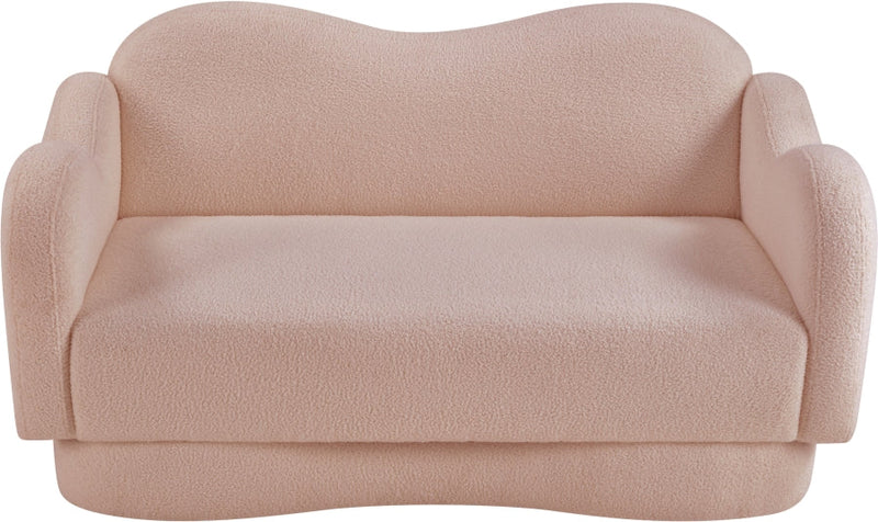 Bloom 58" Teddy Fabric Upholstered Upholstered Loveseat in Pink - 44006Pink-L