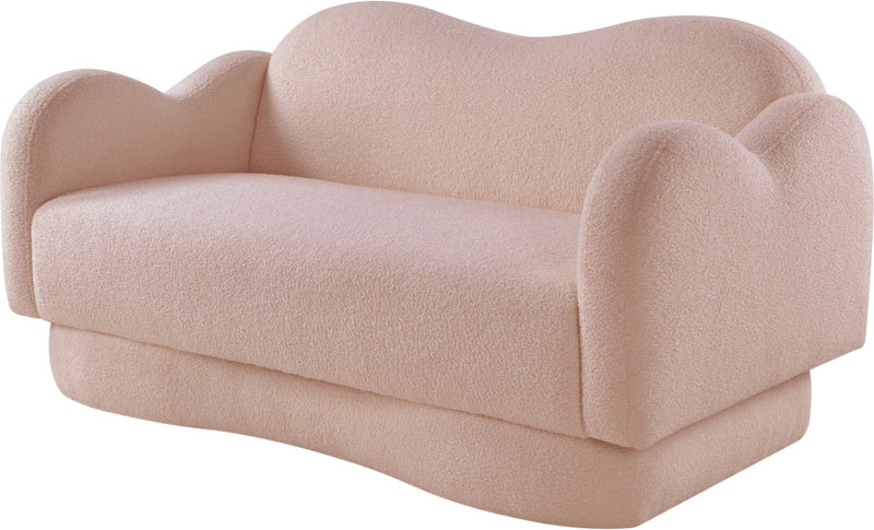 Bloom 58" Teddy Fabric Upholstered Upholstered Loveseat in Pink - 44006Pink-L