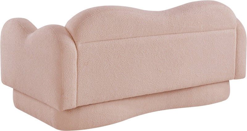 Bloom 58" Teddy Fabric Upholstered Upholstered Loveseat in Pink - 44006Pink-L