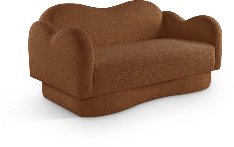 Bloom 58" Teddy Fabric Upholstered Upholstered Loveseat in Saddle - 44006Saddle-L