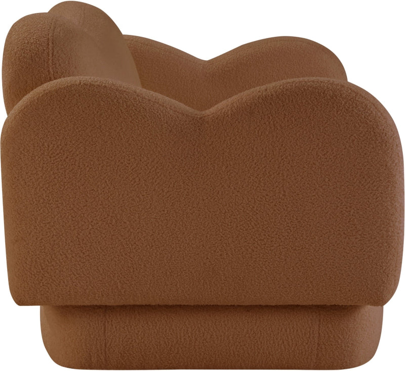 Bloom 58" Teddy Fabric Upholstered Upholstered Loveseat in Saddle - 44006Saddle-L